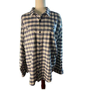 Men's Organic Pima Cotton Button Down Shirt, Long Sleeve, Blue Checked, Large